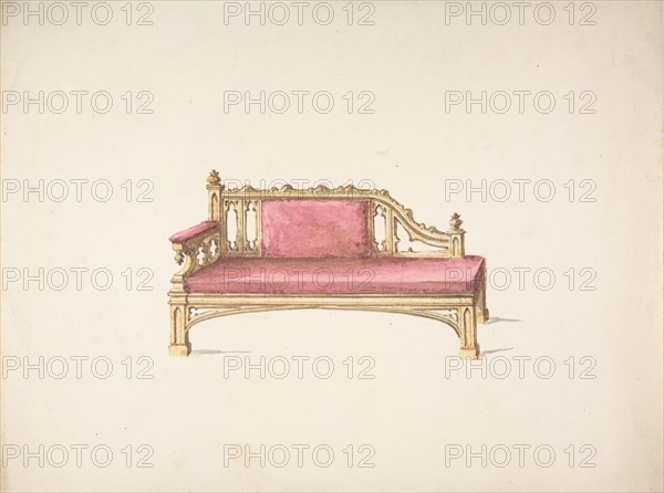Design for a Gothic Style Sofa Upholstered in Red, early 19th century.