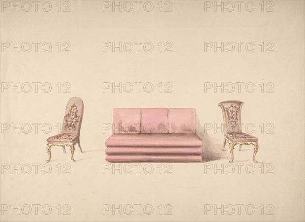 Design for a Pink Sofa and Two Mauve Chairs, early 19th century.