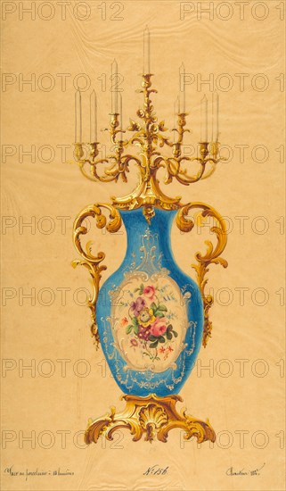 Design for a Porcelain Candelabra, 19th century.