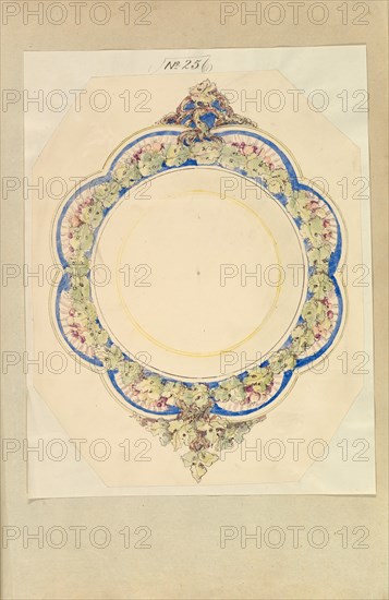 Design for an Eight- Lobed Platter with Leaf Handles, 1845-55.