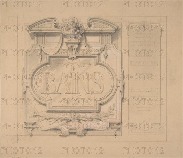 Design for an ornamental plaque for a bath house, 1830-97.