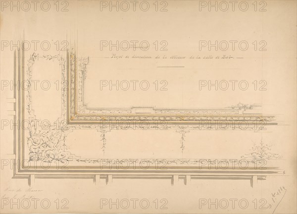 Design for ceiling decoration in the residence of the Duc de Massa on the rue la Boétie, Paris, 1889.