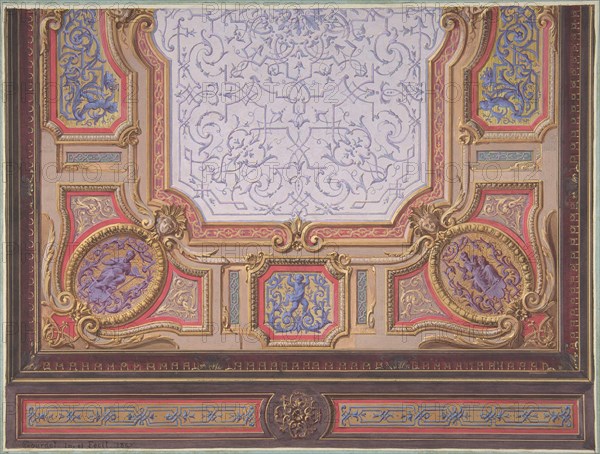 Design for Ceiling of Grand Salon, Hôtel Hope, 1867.