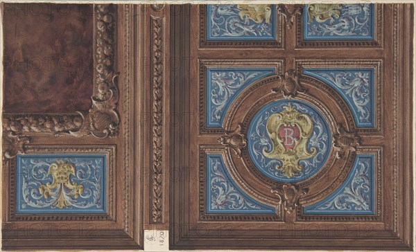 Design for Dining Room Ceiling, Hôtel de Behague, 1870.