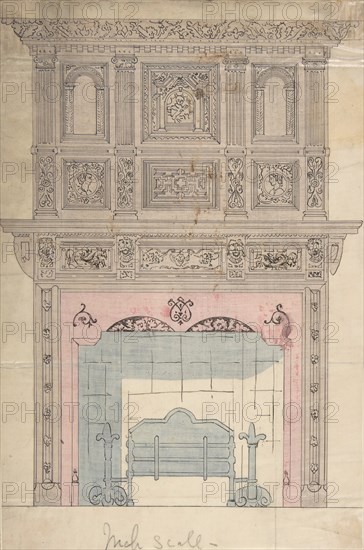 Design for Fireplace and Grate, 19th century.