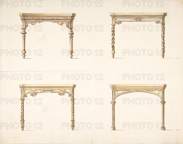 Design for Four Table Ends, early 19th century.