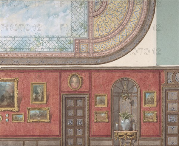 Design for Gallery Elevation and Ceiling, Hôtel Cottier, ca. 1867.