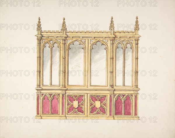 Design for Gothic Tracery and Paneling, early 19th century.