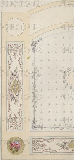 Design for painted decoration of wall or ceiling panels, including the word "Frascati", second half 19th century.