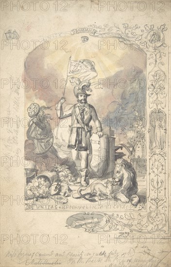 Design for the Ancient Order of Foresters: "Unity, Benevolence and Concord", 19th century.