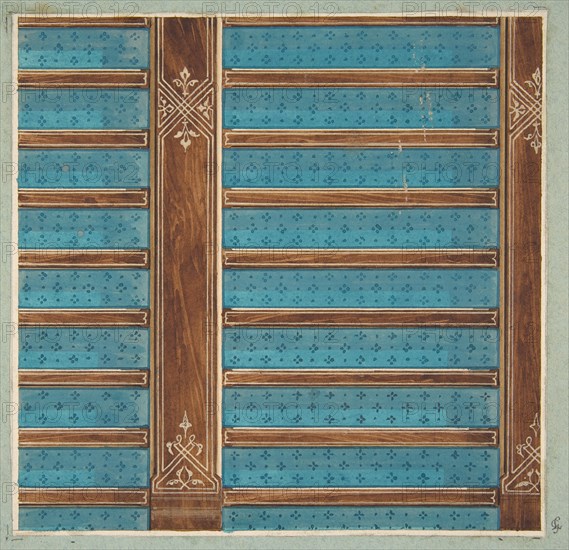 Design for the decoration of a beamed ceiling, 1840-97.