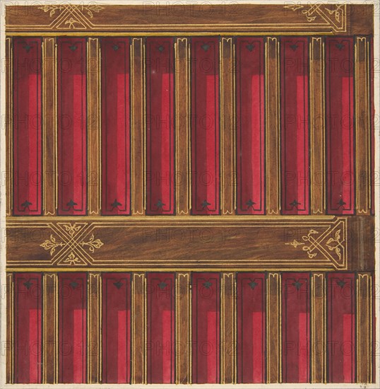 Design for the decoration of a beamed ceiling, 1840-97.