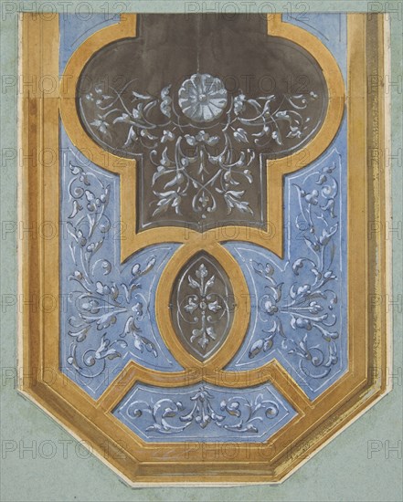Design for the decoration of a ceiling with rinceaux, 1830-97.