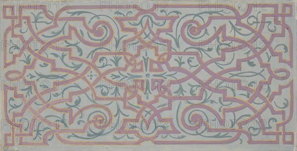 Design for the decoration of a ceiling with strapwork, 1830-97.