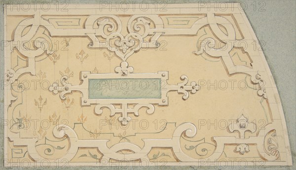 Design for the decoration of the stairway in the Chateau d'Ognon of M. de Machy (Oise, France), second half 19th century.