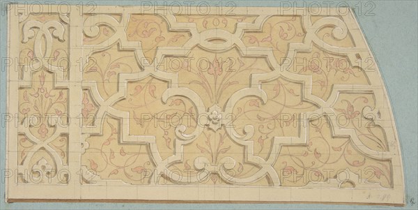 Design for the decoration of the stairway in the Chateau d'Ognon of M. de Machy (Oise, France), second half 19th century.