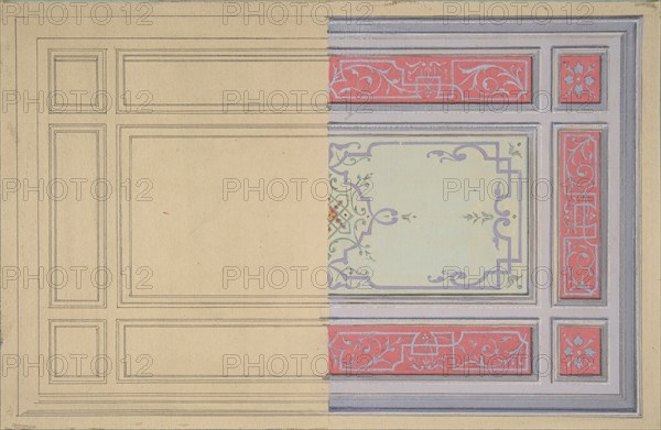 Design for the painted decoration of a ceiling in strapwork and rinceaux, second half 19th century.