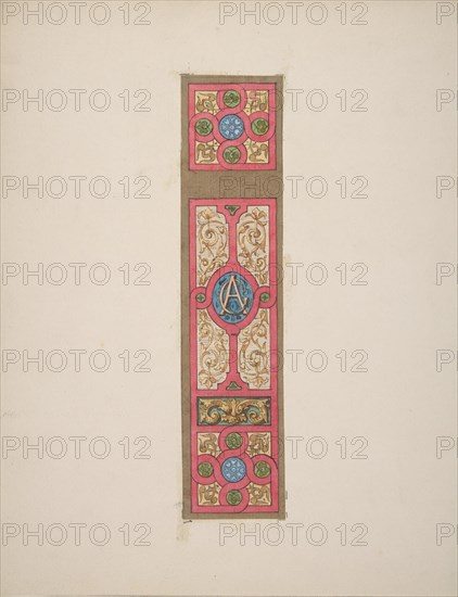 Design for the painted decoration of a wall of ceiling panel monogrammed "CA", second half 19th century.