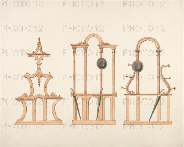 Design for Three Hat and Umbrella Stands, ca. 1830-40 .