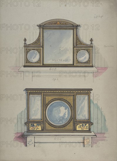 Design for Two Mirrors over Mantels, 1840-99.