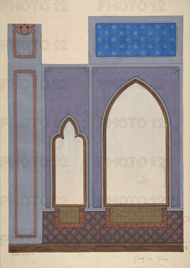 Design for wall decoration in the house of Baron Malet in Jouy-en-Josas (Seine et Gise), 1871.