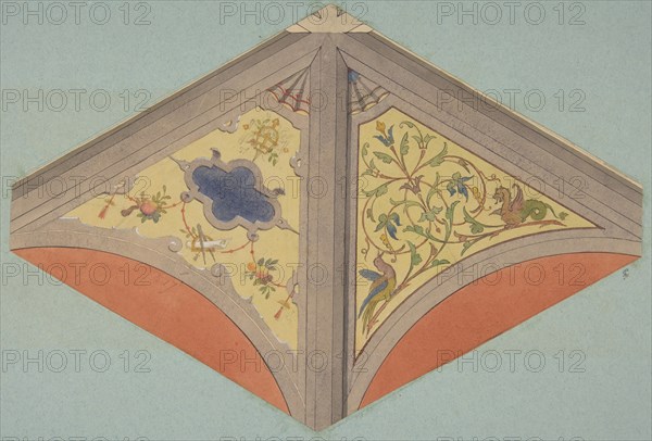 Designs for the painted decoration of a vaulted ceiling, 1830-97.