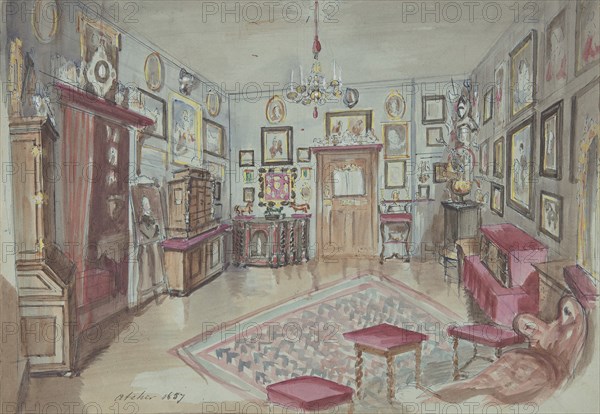 Drawing of an Interior: Atelier, 1857.