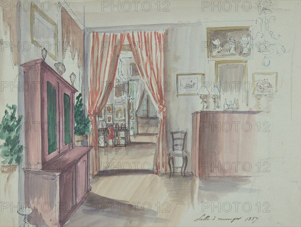Drawing of an Interior: Salle à manger, 1857.