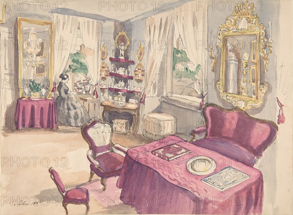 Drawing of an Interior: Salon, 1857.