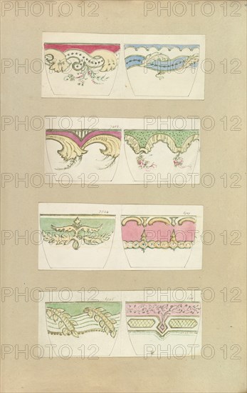 Eight Designs for Decorated Cups, 1845-55.