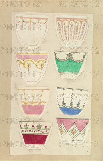 Eight Designs for Decorated Cups, 1845-55.