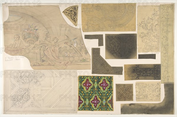 Fifteen Sketches for Ceiling and Cove Designs, Hôtel Rothschild, Vienna, second half 19th century.