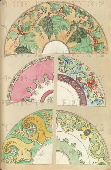 Five Designs for Decorated Plates, 1845-55.