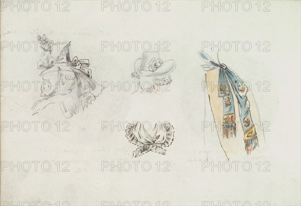 Four Designs of Costume Accessories, ca. 1785-90.
