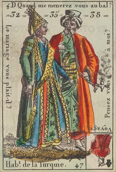 Hab.t de la Turquie from Playing Cards (for Quartets) 'Costumes des Peuples Étrangers', 1700-1799.