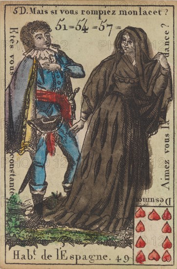Hab.t de l'Espagne from Playing Cards (for Quartets) 'Costumes des Peuples Étrangers', 1700-1799.