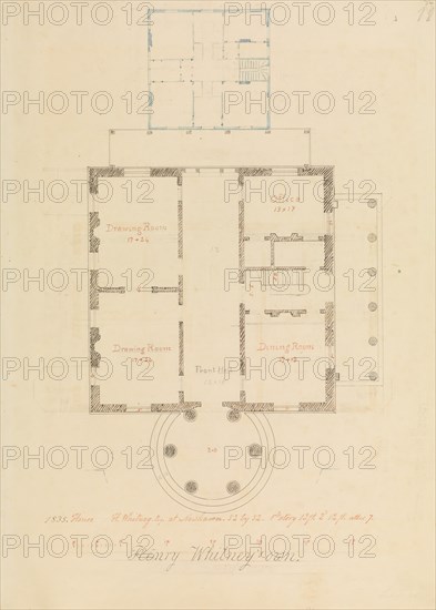 House for Henry Whitney, New Haven, Connecticut (client's plan), 1835.