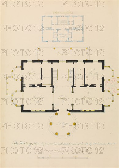 House for Henry Whitney, New Haven, Connecticut (revised plan), ca. 1836.