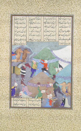 Isfandiyar's Sixth Course: He Comes Through the Snow, Folio 438r from the Shahnama (Book of Kings) of Shah Tahmasp, ca. 1525-30.