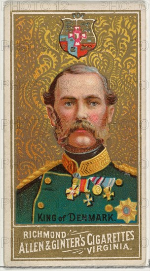 King of Denmark, from World's Sovereigns series (N34) for Allen & Ginter Cigarettes, 1889.