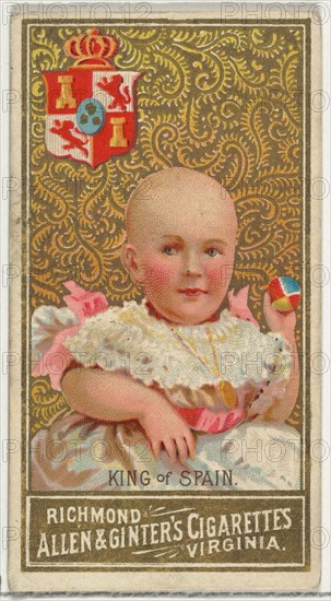 King of Spain, from World's Sovereigns series (N34) for Allen & Ginter Cigarettes, 1889.