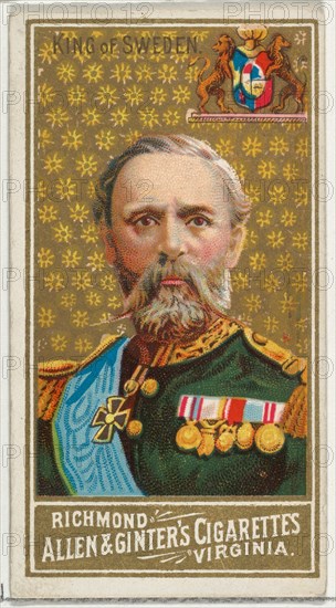 King of Sweden, from World's Sovereigns series (N34) for Allen & Ginter Cigarettes, 1889.