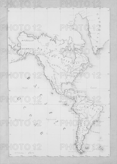 Map of the Western Hemisphere (from Sketchbook), 1851.