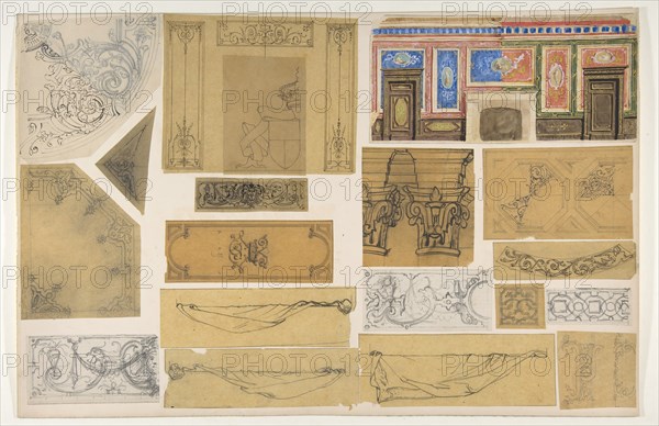 Nineteen designs for the painted decoration of interiors, 1830-97.