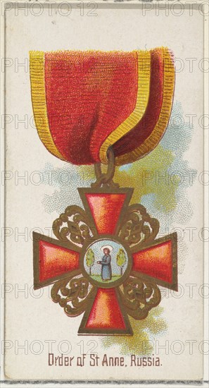 Order of St. Anne, Russia, from the World's Decorations series (N30) for Allen & Ginter Cigarettes, 1890.