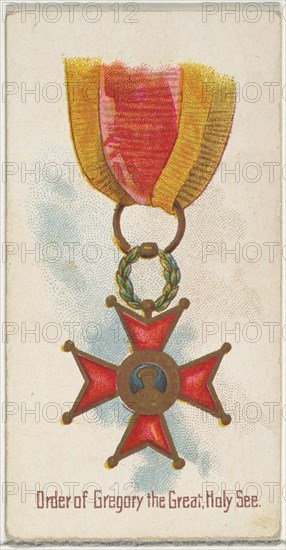 Order of Gregory the Great, Holy See, from the World's Decorations series (N30) for Allen & Ginter Cigarettes, 1890.