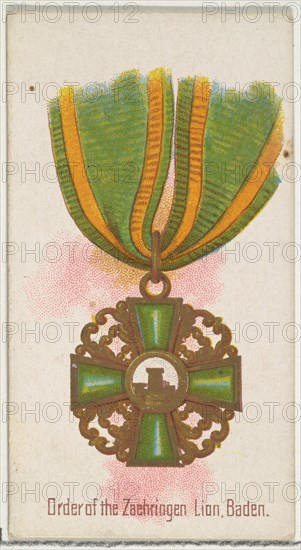 Order of the Zaehringen Lion, Baden, from the World's Decorations series (N30) for Allen & Ginter Cigarettes, 1890.