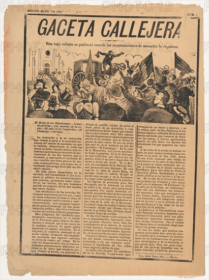 Page from the periodical 'Gaceta Callejera' relating to the continuation of anti-re-election riots, 1892.