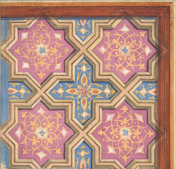 Partial design for the decoration of a ceiling, 1840-97.