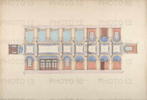 Plan and Elevation of Gallery, Deepdene, Dorking, Surrey, 1875-79.